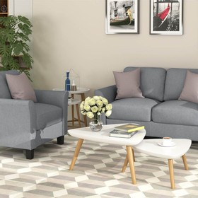 1+2-Seat Linen Upholstered Sofa with Wooden Frame Dark Gray