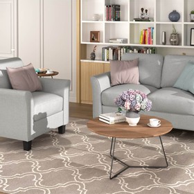 1+2-Seat Linen Upholstered Sofa with Wooden Frame Light Gray