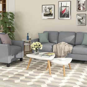 1+3-Seat Linen Upholstered Sofa with Wooden Frame Dark Gray