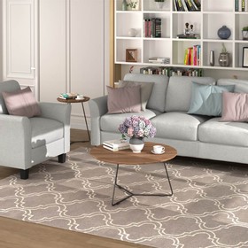 1+3-Seat Linen Upholstered Sofa with Wooden Frame Light Gray