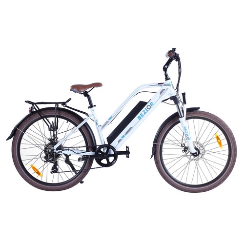 BEZIOR M2 Electric Bike 48V 12.5Ah Battery 250W Brushless Motor 26 inch Tire Aluminum Alloy Frame Shimano 5-speed Shift Max Speed 25km/h 80KM Power-assisted mileage Range 5 inch Smart LCD Meter - White