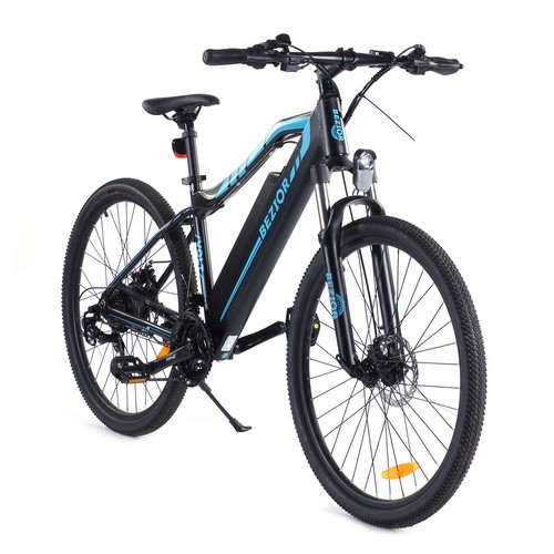 BEZIOR M1 Electric Bike 48V 12.5Ah Battery 250W Brushless Motor 27.5 inch Tire Aluminum Alloy Frame Shimano 5-speed Shift Max Speed 25km/h 80KM Power-assisted mileage Range 5 inch Smart LCD Meter IP54 Waterproof - Black Blue