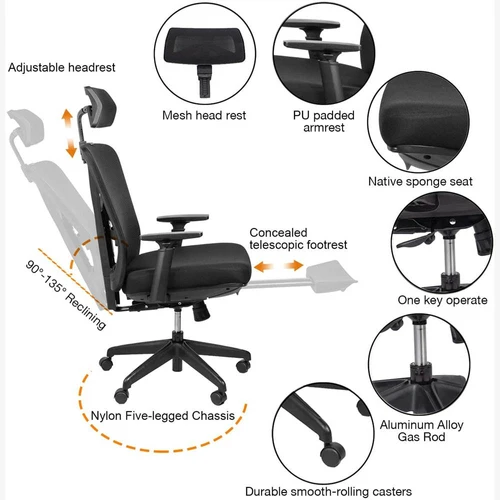 300-Pound-Capacity Elastic Mesh Office Chair