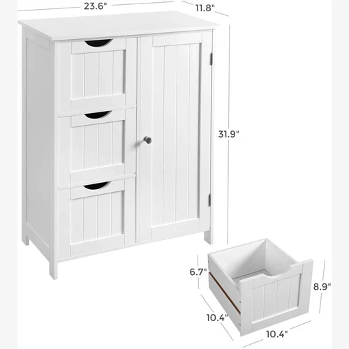 Bathroom Floor Cabinet With 2 Drawers And 1 Storage Shelf