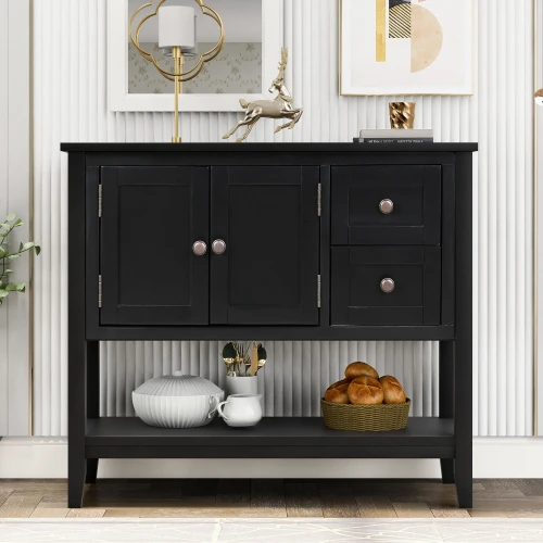Modern Style Wooden Console Table, Black Modern Console Table With Storage