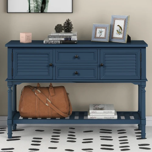 Modern Style Wooden Console Table Navy, Teal Console Table With Storage And