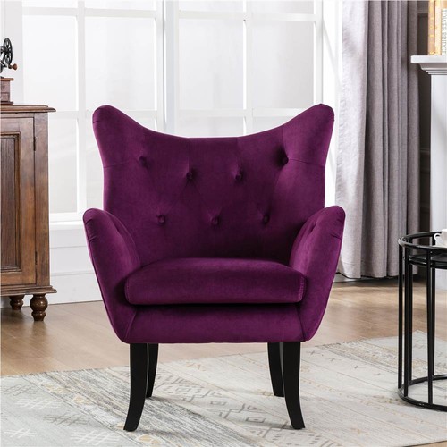 Purple velvet outlet tufted chair