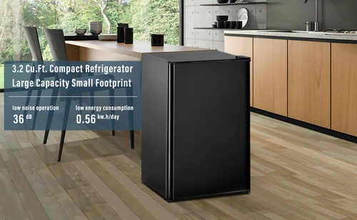 Compact Fridge 3.2 CU.FT. Mini Refrigerator, Small Dorm Fridge with Freezer  for Bedroom, Living Room, Bar, Dorm, Kitchen, Office or RV, Black