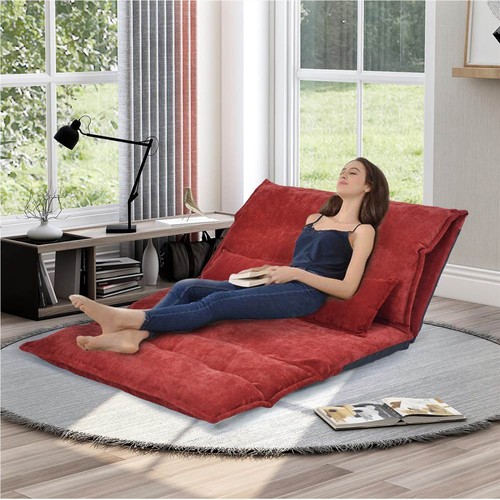 Orisfur Polyester Fabric Folding Lazy Sofa Bed Red