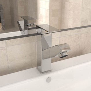VidaXL Bathroom Basin Faucet With Chromed Finish And Flexible Stainless Steel Design, Solid Brass Construction, Cold And Hot Water Compatibility, Durable And Easy Assembly – Silver, 130x180 Mm - View #7