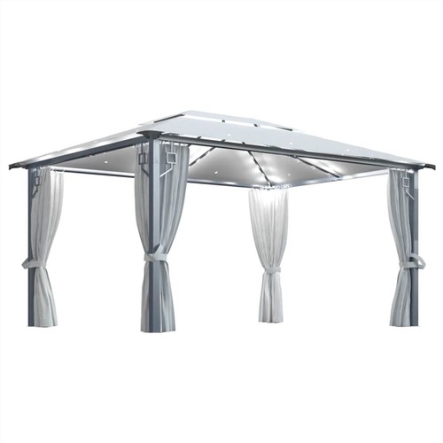 Gazebo with LED String Lights 400x300 cm Cream – Modernique