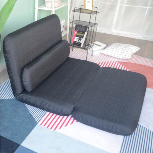 44.09-дюймовый мягкий раскладной диван-кровать с обивкой из льна с металлическимкаркасом, черный цвет
