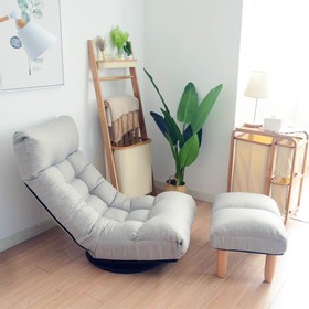 22.8" Fabric Upholstered Folding Lazy Sofa Bed with Ottoman Gray