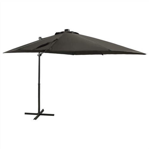 Cantilever Umbrella with Pole and LED Lights Anthracite 250 cm