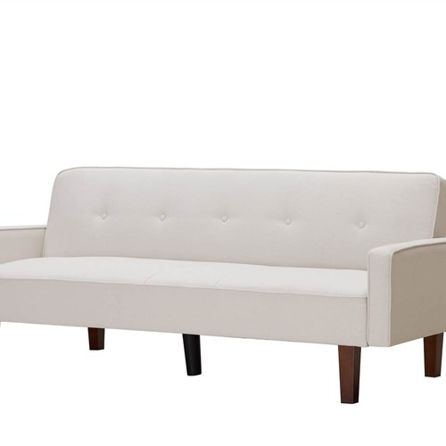 75" 2Seat Linen Upholstered Sofa Bed with Wooden Frame White
