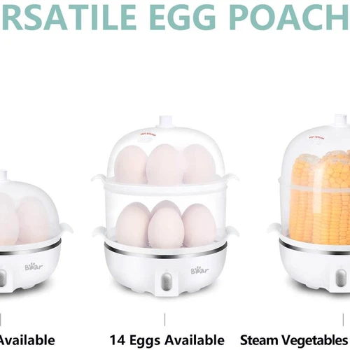 Bear 14 Egg Cooker, Electric Egg Boiler Maker & Poacher for Hard