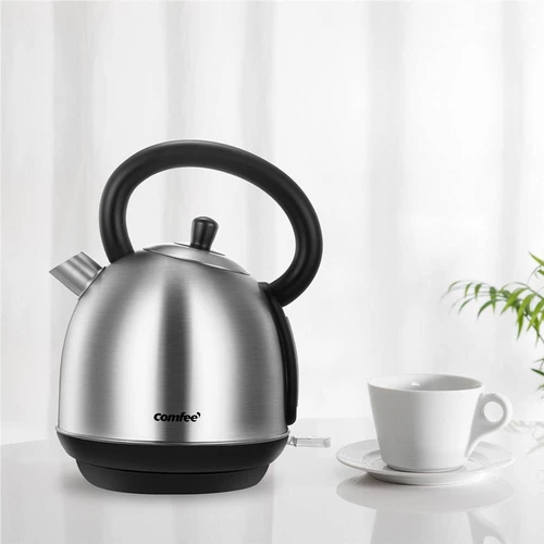 COMFEE 1.8L Electric Kettle with Stainless Steel Inner Pot Black