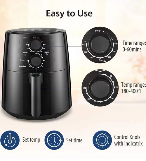 COMFEE 1400W Air Fryer 3.7QT Capacity, with Timer Black