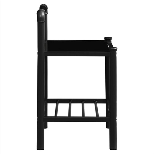 Bedside Cabinets 2 pcs Black Metal and Glass