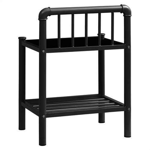 Bedside Cabinets 2 pcs Black Metal and Glass