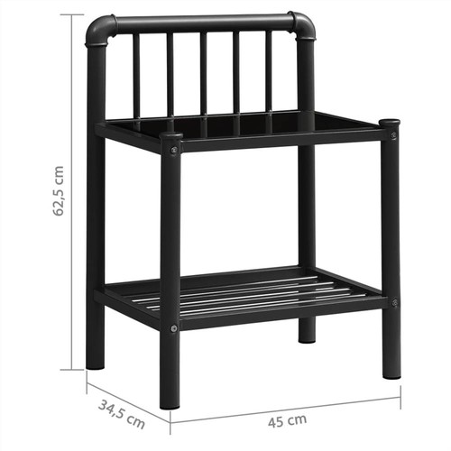 Bedside Cabinets 2 pcs Black Metal and Glass