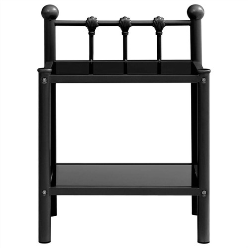 Bedside Cabinets 2 pcs Black Metal and Glass