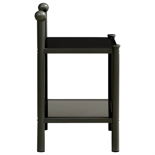 Bedside Cabinets 2 pcs Black Metal and Glass