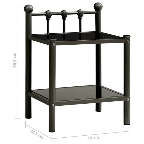 Bedside Cabinets 2 pcs Black Metal and Glass