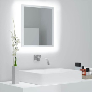 LED Bathroom Mirror High Gloss White 40x85x37 cm Chipboard