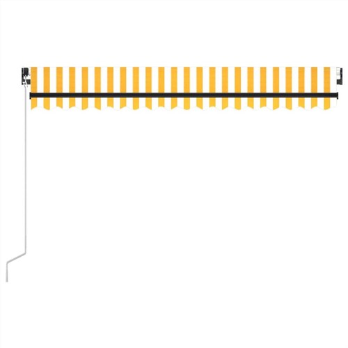Manuell einziehbare Markise mit LED 450 x 300 cm Gelb und Weiß
