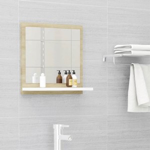 Bathroom Mirror White and Sonoma Oak 40x105x37 cm Chipboard