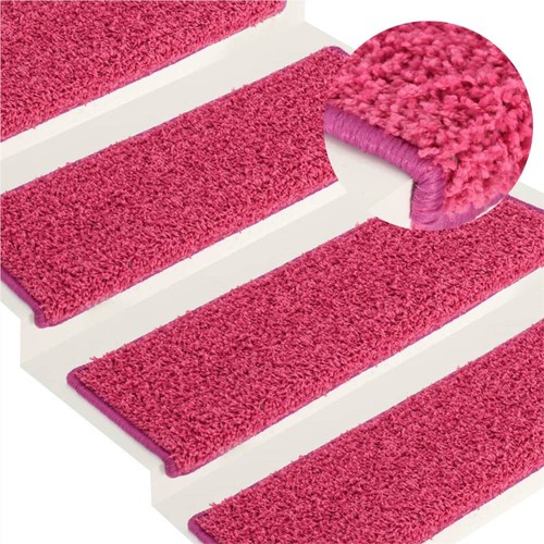 Carpet Stair Treads 15 pcs 65x25 cm Pink