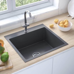 Handmade Kitchen Sink with Faucet Hole Black Stainless Steel
