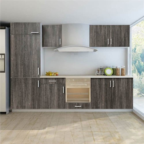 Kitchen Cabinet Unit Built-in Fridge 7 Pieces Wenge Look