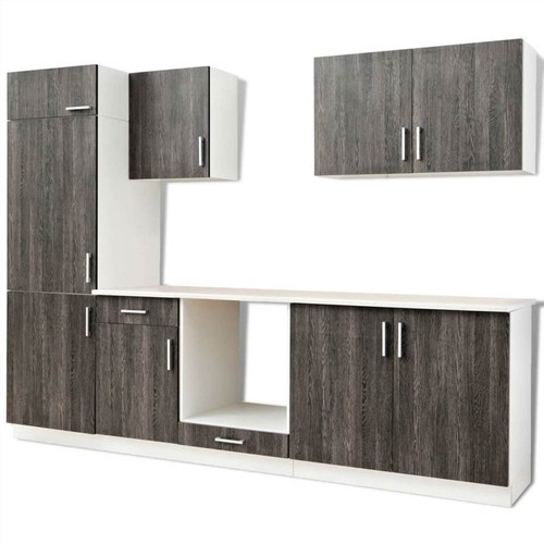 Kitchen Cabinet Unit Built-in Fridge 7 Pieces Wenge Look