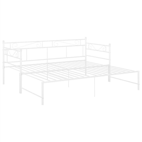 Pullout Sofa Bed Frame White Metal 90x200 cm