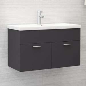 Sink Cabinet Grey 80x385x46 cm Chipboard