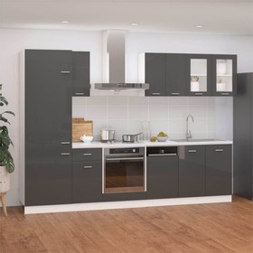 8 Piece Kitchen Cabinet Set Concrete Grey Chipboard