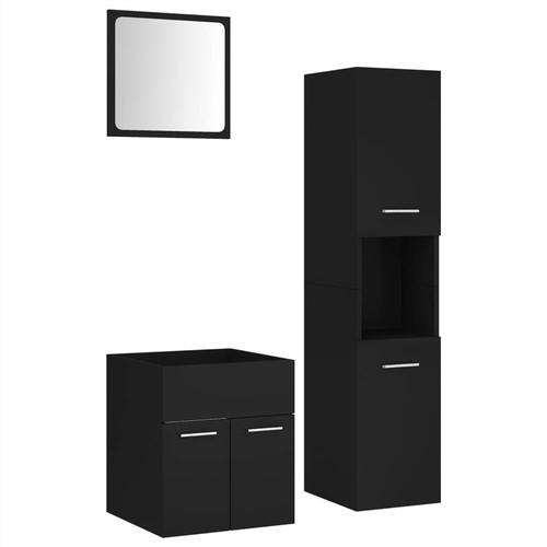 Bathroom Furniture Set Black Chipboard