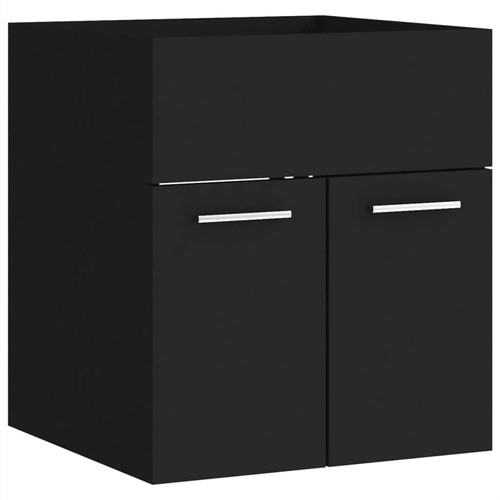 Bathroom Furniture Set Black Chipboard