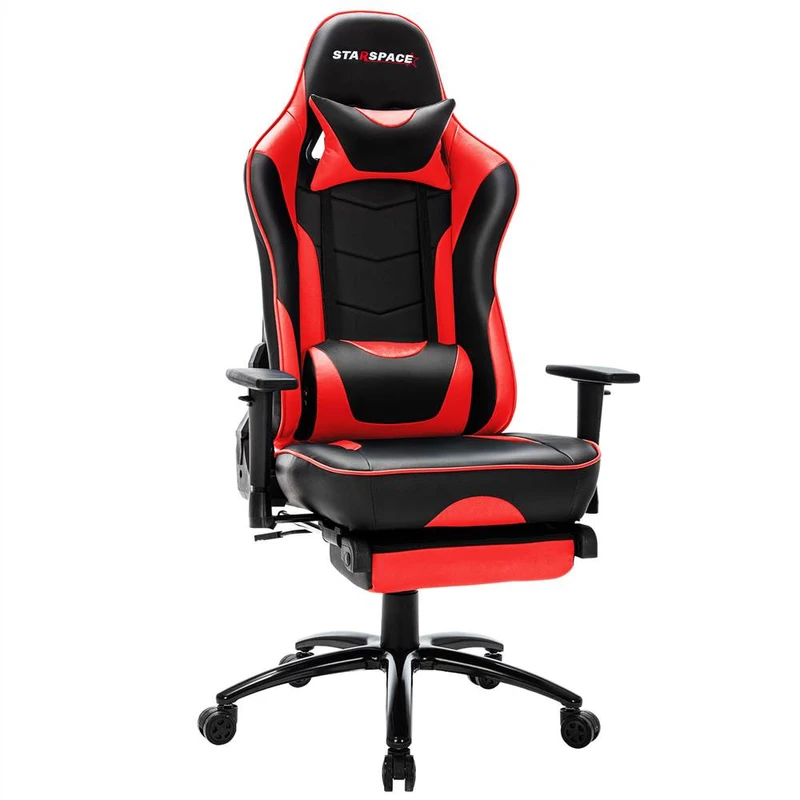 STARSPACE PU Leather Rotatable Massage Gaming Chair Red
