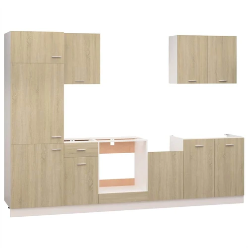 7 Piece Kitchen Cabinet Set Sonoma Oak Chipboard