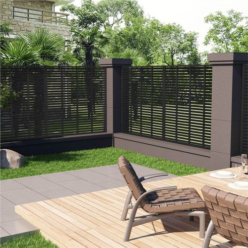 Louver Fence WPC 170x170 cm Black