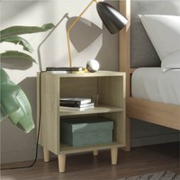Bed Cabinets with Solid Wood Legs 2 pcs Sonoma Oak 40x30x50 cm