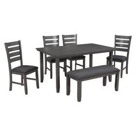 TREXM 6 Piece Dining Set for Small Spaces Gray 