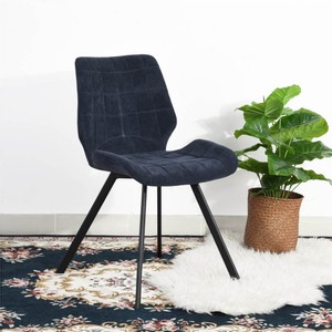 Fabric Upholstered Dining Chair Set of 2 with Backrest Blue