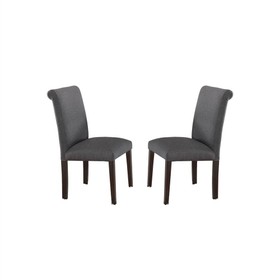 Fabric Upholstered Dining Chair Set of 2 Gray