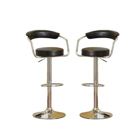 Faux Leather Upholstered Bar Stool Set of 2 Black