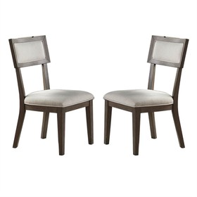 Fabric Upholstered Dining Chair Set of 2 White