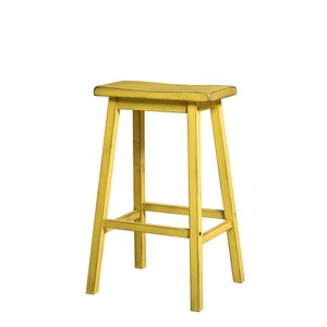 ACME Gaucho Bar Stool Set of 2 with Wooden Legs Yellow
